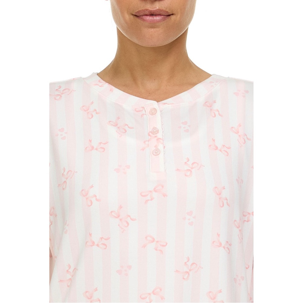 NWT Flora Nikrooz 2-Piece Pink Bows Pajama Set - Picture 8 of 15